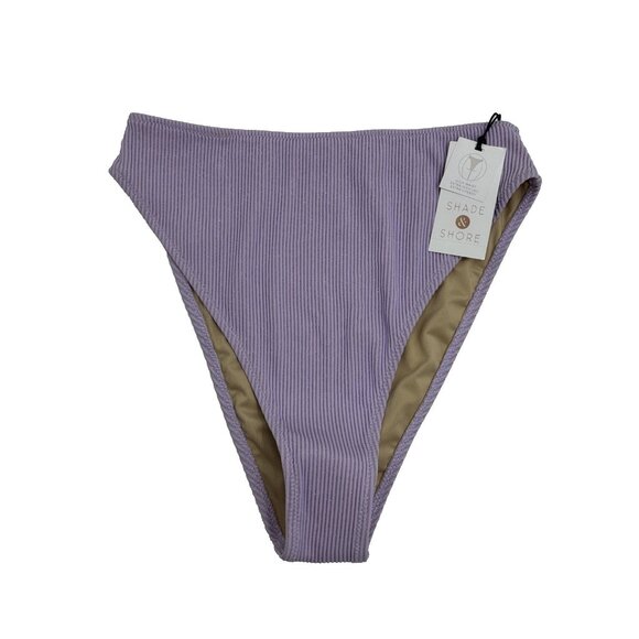 Shade & Shore Womens S Bikini Bottoms High Waist High Leg Extra Cheeky Purple - Picture 1 of 6